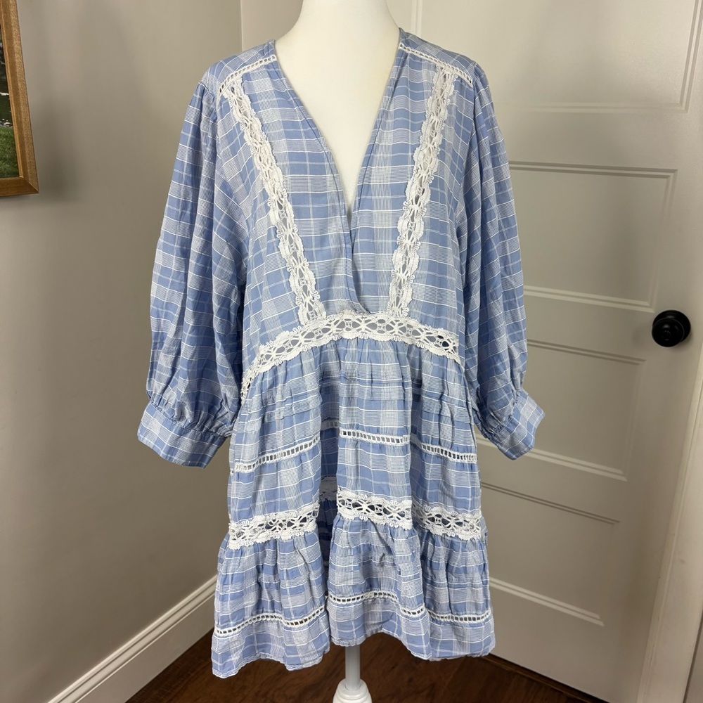 Free People Timeout Lace Tunic Size L Boho Cottagecore Coquette Feminine Prairie